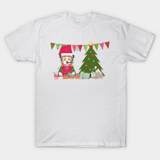 Space Corgi celebrates Christmas! - The Cool Astronaut Puppy! T-Shirt